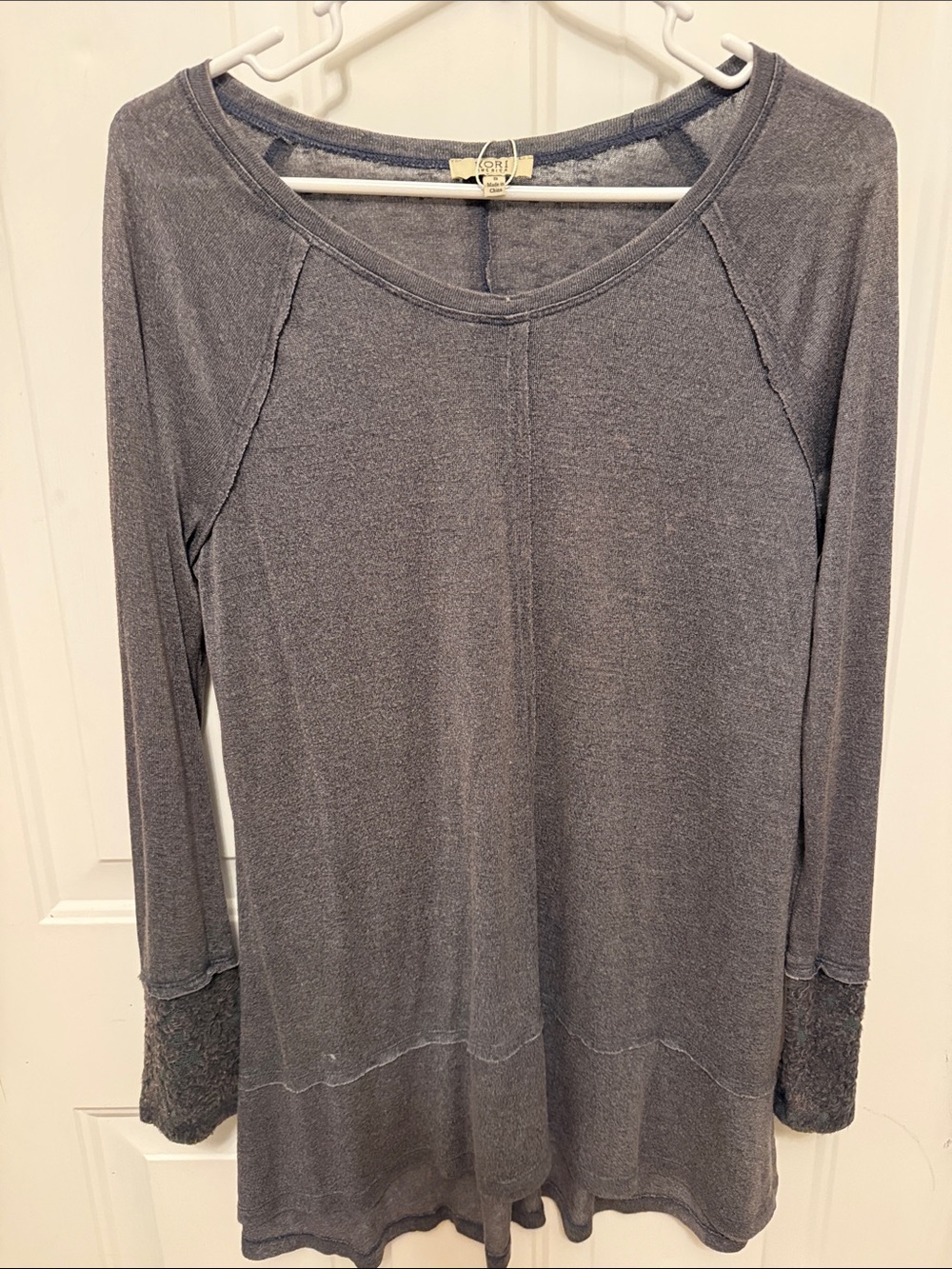 Kori Heather Grayish purple color Long-Sleeve Scoop Neck Top / tunic